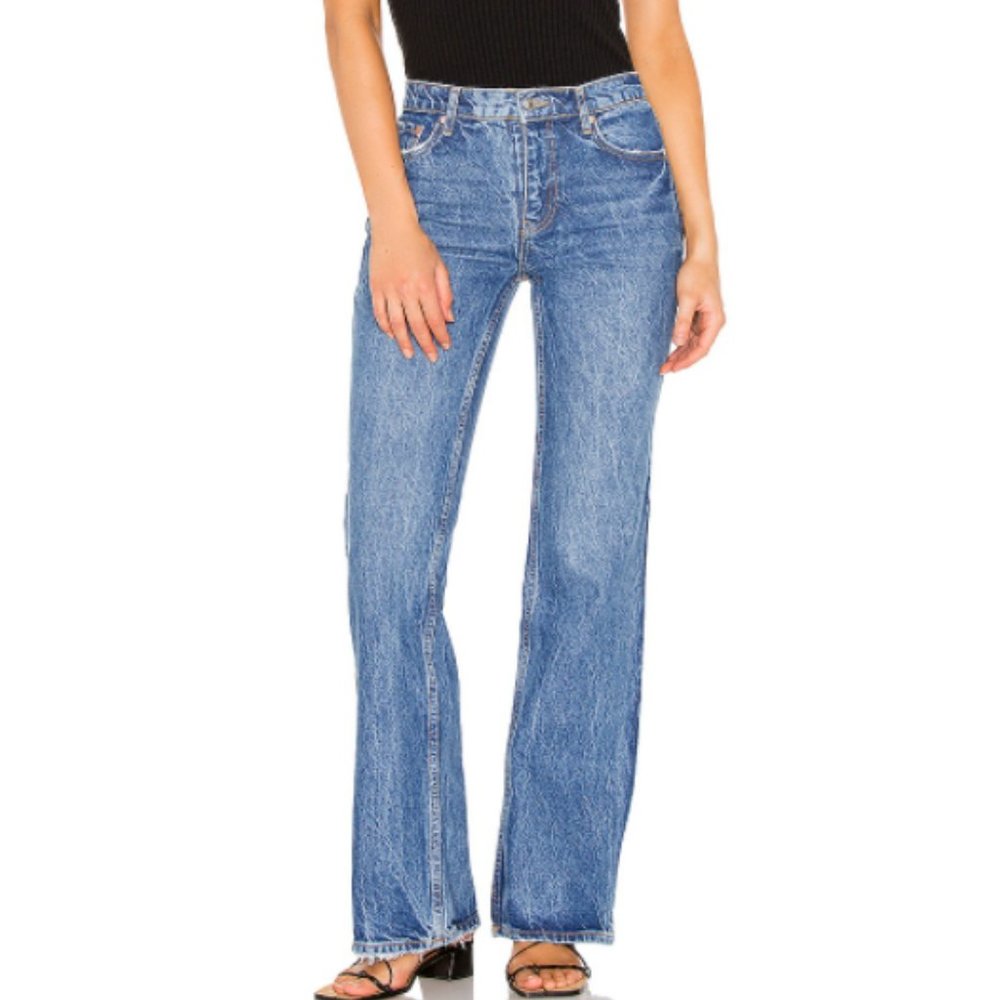 Free People Laurel Canyon Flare Jeans Mid-Rise Light Fading Distress Size 26